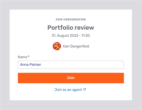 *Join conversation* page in the Visitor Desk