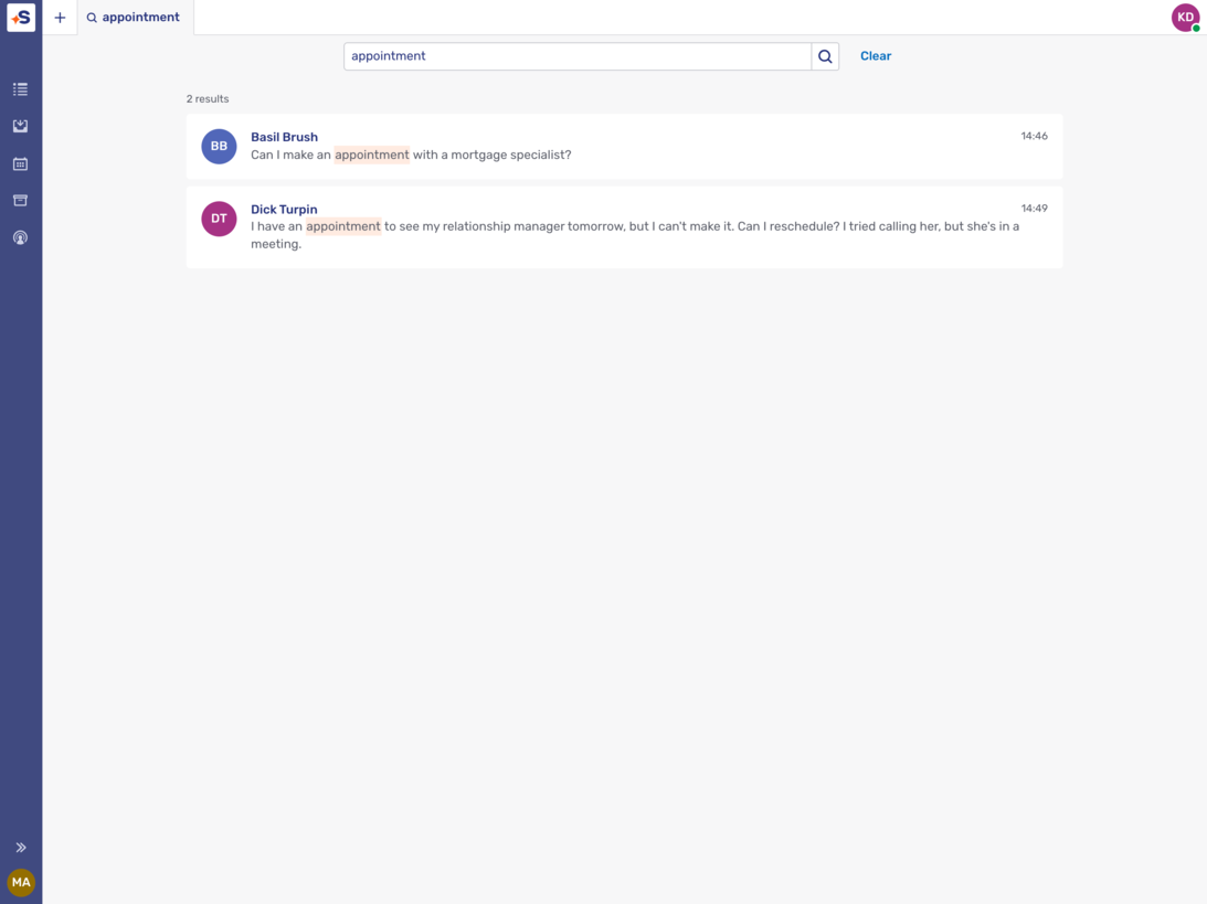 Search tab with search results