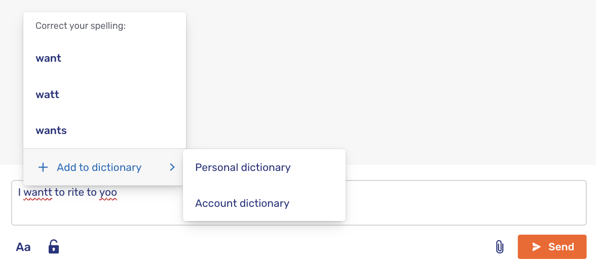 Spellcheck suggestion popup