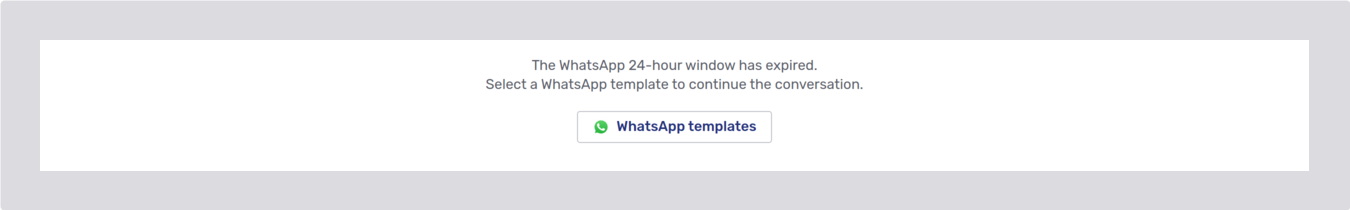 WhatsApp conversation displaying the button to open the WhatsApp message template dialog