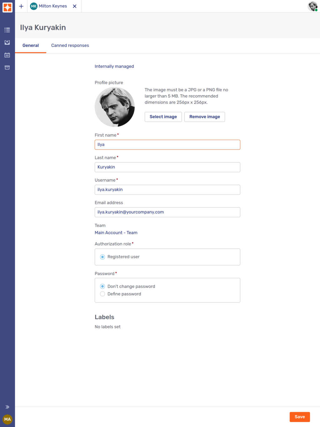 General user profile tab