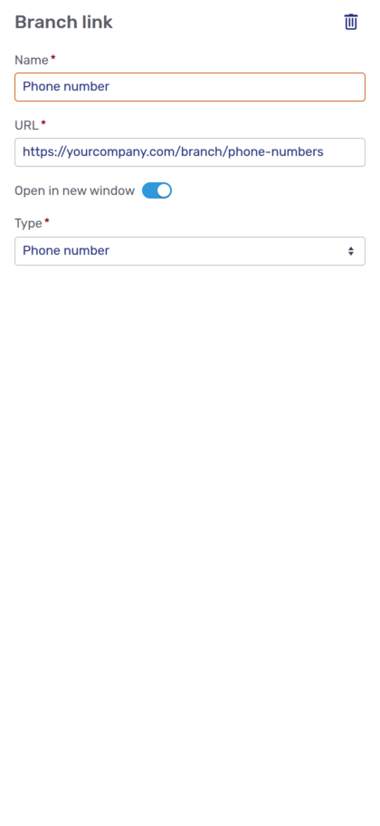 Branch link side panel